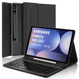 SENGBIRCH Tastaturhülle für Samsung Galaxy Tab S10 Plus 12.4'' 2024 - QWERTZ Deutsche Tastatur Abnehmbare Bluetooth Wireless Tastatur für Galaxy Tab S10 Plus 12.4'' 2024, Schwarz
