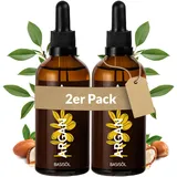 Heldengrün® Arganöl aus Marokko [100% NATURREIN] Dermatologisch getestet - Arganoel Haare für Glanz & Pflege - kaltgepresst & naturrein - Arganöl für Gesicht & Haut - 2x100 ml