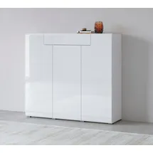 INOSIGN Highboard "Toledo,Breite 147,5 cm,trendige Hochkommode mit 3 Türen 1SK", weiß (weiß matt, weiß hgl), B:147,5cm H:132cm, ABS-Kunststoff, FSC-zertifizierter Holzwerkstoff, MDF, Melamin, Metall, Sideboards, Highboard, Hochschrank mit viel Stauraum, stylische