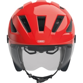 ABUS Pedelec 2.0 ACE - Fahrradhelm mit Rücklicht, Visier, Regenhaube, Ohrenschutz - für Damen und Herren - Rot, Größe L​