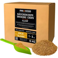 PINI 5 kg Räucherchips Erle ohne Rinde 1-3 mm Smoking Chips Räucherspäne