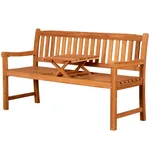 Gartenbank Holzbank Braun Natur Parkbank Teakholz interg. Tisch 160cm Lang für 2