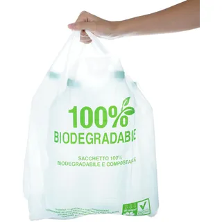 100 x Biomüllbeutel 25l – Ideal für Biomülleimer Komposteimer Küche Kompostierbare Müllbeutel Bio Müllsäcke mit Griff Biomülltüten für Lebensmittel (100, 25l)
