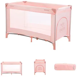 KIKKABOO Reisebett so gifted eine Ebene, weiche Matratzenauflage, Seiteneingang rosa pink