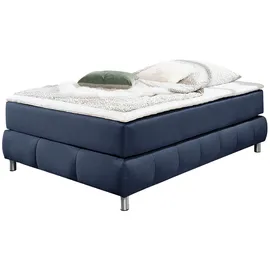Home Affaire Boxspringbett HOME AFFAIRE "Salo", blau, B:126cm L:206cm, Komplettbetten, Boxspringbett, Ohne Kopfteil, inkl. Topper, auch in Überlänge 220 cm