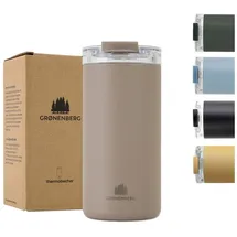 Groenenberg Thermobecher 350 oder 470ml | Kaffeebecher to go 100% Auslaufsicher | Hält mind. 4 h warm | Coffee to go Becher aus recyceltem Edelstahl (Earth, 473 ml)