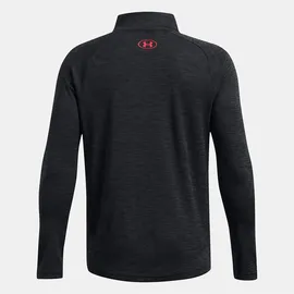 Under Armour Tech Textured Halbreißverschluss-langarm-t-shirt - Black / Racer Red - 10-12 Jahre