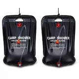 2er Set Camping Dusche 20 Liter | Tragbare Outdoordusche | Solardusche für Camper und Naturliebhaber | 2 x Reisedusche - Gartendusche | Wassertasche mit Duschkopf | Warmwasser Pooldusche - Duschsack