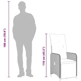 vidaXL 11-tlg. Garten-Bistro-Set mit Kissen Beige Poly Rattan