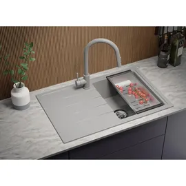 Primagran Mailand S067 rechts Einbau Granit grau Handbetätigung 780 x 500 mm