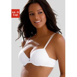 Push-up-BH LASCANA, Damen, Gr. 80, Cup AA, weiß, Microtouch, Obermaterial: 82% Polyamid (TACTEL), 18% Elasthan (LYCRA), sexy, BHs, mit Bügel und mit Spaghettiträgern, Dessous