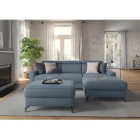 Ecksofa SIT & MORE "Scarlett L-Form" Sofas Gr. B/T: 258cm x 172cm, Luxus-Microfaser ALTARA NUBUCK, Recamiere rechts, Kopfteilverstellung, blau (hellblau) inklusive Kopfteilverstellung, wahlweise mit Bettfunktion, Bettkasten