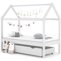 vidaXL Kinderbett mit Schublade 80 x 160 cm Kiefer massiv weiß