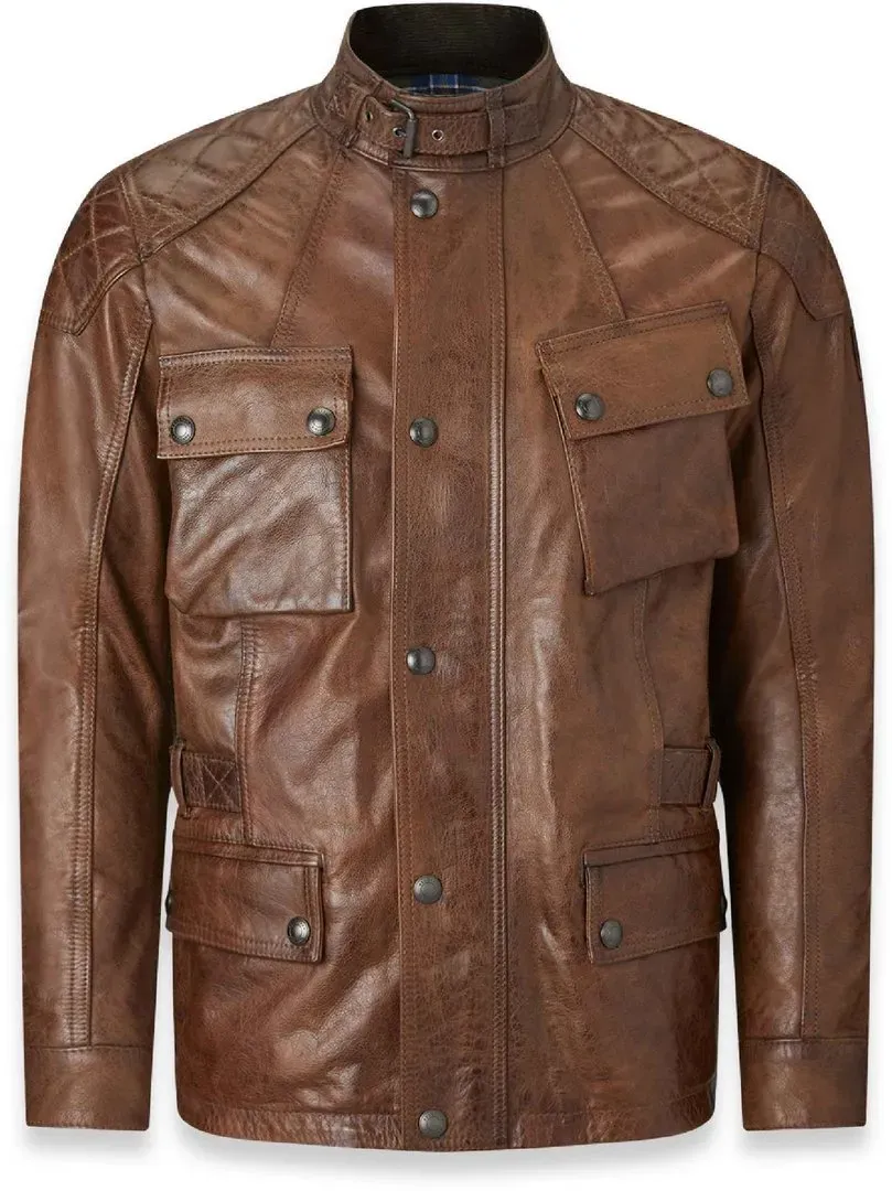 Belstaff Turner Motorrad Lederjacke, braun, Größe XL für Männer