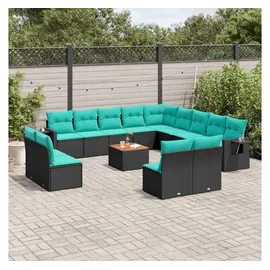 vidaXL Gartensofa-Set 14-tlg. Loungesofa schwarz
