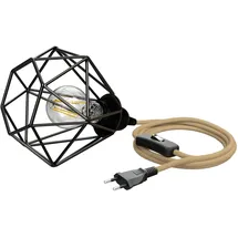ledscom.de Käfig-Leuchte klein, LEKA mit Hanfkabel, Stecker, Schalter, 3 m, inkl. E27 Lampe max. 963lm, 3-Stufen dimmen, warmweiß