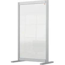 NOBO durchsichtige Schreibtisch-Trennwand aus Acryl, Freistehende Schutztrennwand, Hygieneschutz, Premium Plus, 600x1000 mm, 1915493