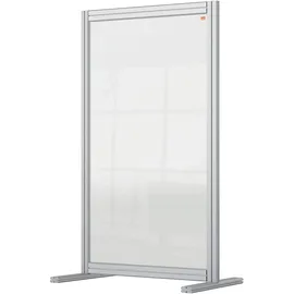 NOBO durchsichtige Schreibtisch-Trennwand aus Acryl, Freistehende Schutztrennwand, Hygieneschutz, Premium Plus, 600x1000 mm, 1915493