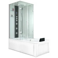 AcquaVapore Grossraumdusche Whirlpool Dusche Kombination K05-R03-WP-EC Duschtempel 90x180 cm, Sicherheitsglas ESG, inklusive Duschwanne, Integrierte Massagedüsen, Moderner Touchscreen, Rutschsicher, Schnelle weiß