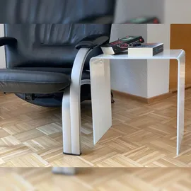 Wonido Hochwertiger Acryl-Glas Beistelltisch/Nachttisch, weiß glänzend, B44 x cm, H cm, Acryl-Glas-Stärke 8 mm