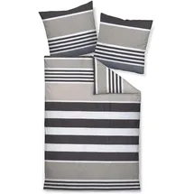 JANINE Davos Gestreift Braun/Grau 200 x 220 cm + 2 x 80 x 80 cm