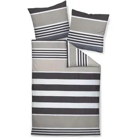 JANINE Davos Gestreift Braun/Grau 200 x 220 cm + 2 x 80 x 80 cm
