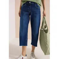 Cecil 3/4-Jeans "Style Neele", Damen, Gr. 31, N-Gr, blau (mid blau used wash), Denim/Jeans, Obermaterial: 78% Baumwolle, 20% Polyester, 2% Elasthan, unifarben, loose fit 3/4-Länge, Jeans, im Loose Fit - ausgefranste Beinabschlüsse/mit Stretch