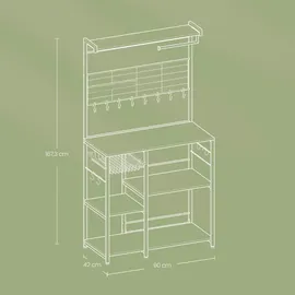 VASAGLE Haken Holzwerkstoff 90x167x42 cm Braun/Schwarz