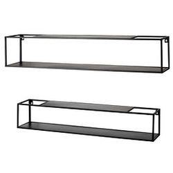 2 HAKU Möbel Wandregale-Set schwarz 75,0/85,0 x 14,0/17,0 x 14,0/17,0 cm