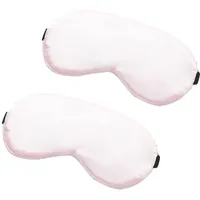 WIZBIOTECH Lichtblockierende Augenmaske Nachtmaske 100% Hautfreundlich Seide Geruchneutral Schlafbrille mit Verstellbarem Riemen, 2-er Pack für Männer, Frauen und Kinder - Rosa