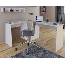 VCM my office Masola Schreibtisch weiß, beton rechteckig, 4-Fuß-Gestell weiß 135,0 x 105,0 cm