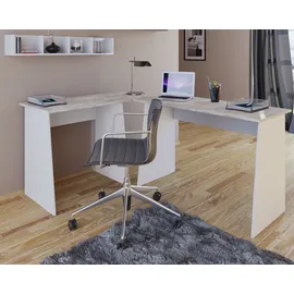 VCM my office Masola Schreibtisch weiß, beton rechteckig, 4-Fuß-Gestell weiß 135,0 x 105,0 cm