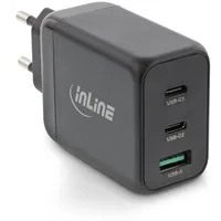 InLine USB PD Netzteil, GaN Ladegerät, 3-Port, Dual USB-C + USB-A, 65W,