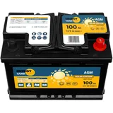 Autobatterie 12V 100 Ah - Solarbatterie AGM - Mobil und Stationär - Solar Batterie Lange Lebensdauer - Versorgungsbatterie Gegen Vibrationen und Stöße Geschützt