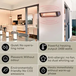 Blumfeldt Smartwave Infrarot-Heizstrahler Carbonröhre 2400W WiFi Appsteuerung Schwarz