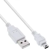 InLine USB 2.0 Mini-Kabel, USB A Stecker an Mini-B Stecker (5pol.), weiß, 1m