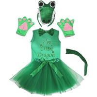 Petitebelle 3D-Stirnband Bowtie Schwanz Handschuhe Hemd Rock 6pc Mädchen-Kostüm 6-8 Jahre 3d Drachen