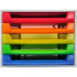 Exacompta 221098D 1x Ablagebox mit 5 offenen Schubladen für DIN A4+ Dokumente The Box Harlekin bunt