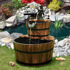 Costway Gartenbrunnen Holz mit Wasserpumpe Φ44,5cm