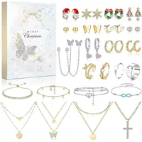 Souarts Schmuck Adventskalender 2024 Frauen & Teenager, 24-tägige Weihnachtsüberraschungen mit Ketten, Armbänder, Ringe, Ohrstecker & Charms