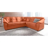 Ecksofa SIT & MORE "Savona L-Form", orange (terrakotta), B:262cm H:90cm T:212cm, PRIMABELLE-Microfaser (100% Polyester), SOFTLUX/Struktur (Korpus in Kunstleder, Sitz und Rücken in Strukturstoff aus 75% Polyester und 25% Viskose), Kunstleder SOFTLUX, NaturLEDER (echtes Rindsleder), Korpus in Kunstleder SOFTLUX, Sofas, wahlweise mit Bettfunktion, inklusive Federkern, frei im Raum stellbar, Topseller