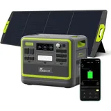 FOSSIBOT Powerstation 2400W AC Ausgängen (4800 W Peak) F2400, Stück mit 200W Solarpanel Power Station, 1100W Superschnelles Tragbare Solargenerator für Zuhause, Camping, RV und Notfall