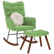 vidaXL Schaukelstuhl mit Hocker Samt 61 x 78 x 98 cm Hellgrün