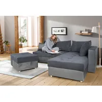 COLLECTION AB Ecksofa »Italia L-Form«, mit Bettfunktion und Bettkasten, in Cord-Samt Mix grau