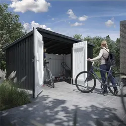 PLUS Nordic Multi Gartenhaus 9,5 m2 - 2 Module Doppeltür & Fassade m. Dachpappe / Aluleisten