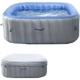 Mendler Whirlpool HWC-N97, Ersatz-Pool 6 Personen, In-/Outdoor aufblasbar PVC laminiert, eckig 198cm, grau-blau