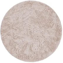 KADIMA DESIGN Hochflor Teppich Shaggy waschbar Unifarben Schlafzimmer schmutzabweisend Creme Rund 80D | 100% Polyester | Florhöhe: 33 mm | pflegeleicht