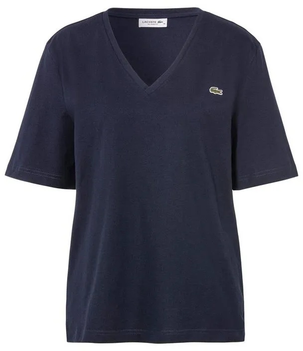 Lacoste T-Shirt mit Lacoste Logo auf der Brust blau 40