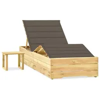 VidaXL Garten-Sonnenliege mit Tisch und Auflage Kiefer Imprägniert