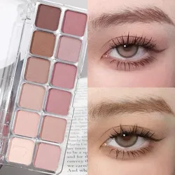 12 Farben Lidschatten-Palette Matt Lidschatten Make-up Nude Farbe Augenpigment Dauerhafte Augen Make-up Kosmetik